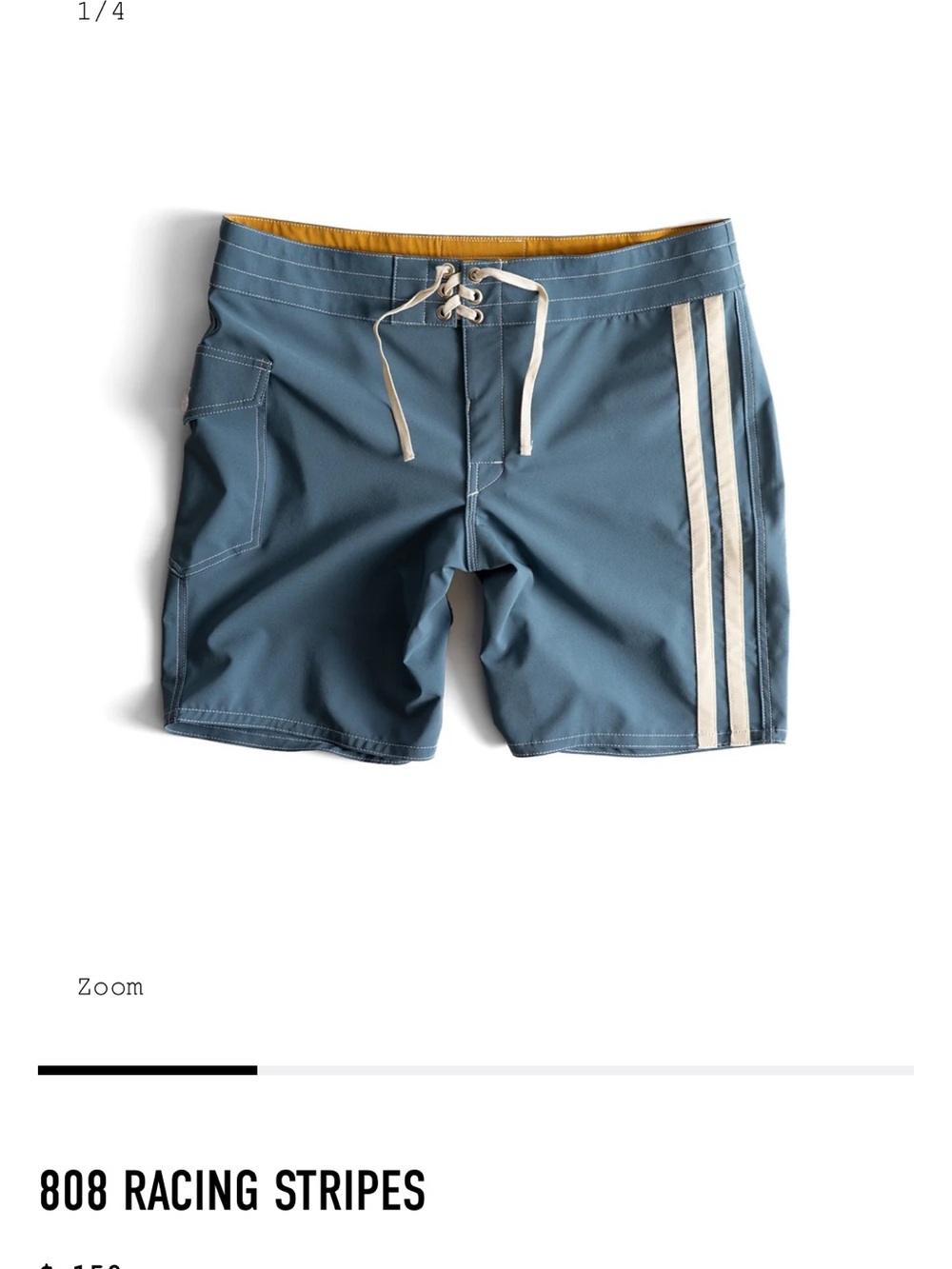 Birdwell Blue Swim Board Shorts with Cream Racing Stripes